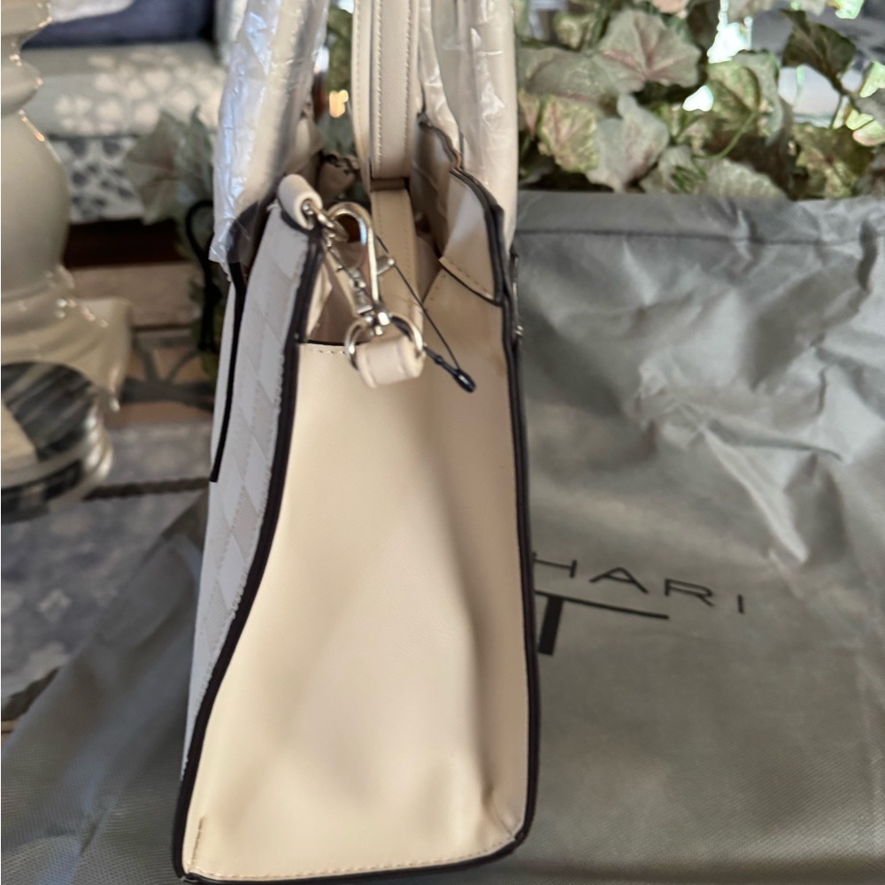 Tahari Ivory Checkered Satchel - Picture 6 of 13